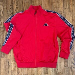 Kappa Red Sport Jacket with Navy Logo Stripes